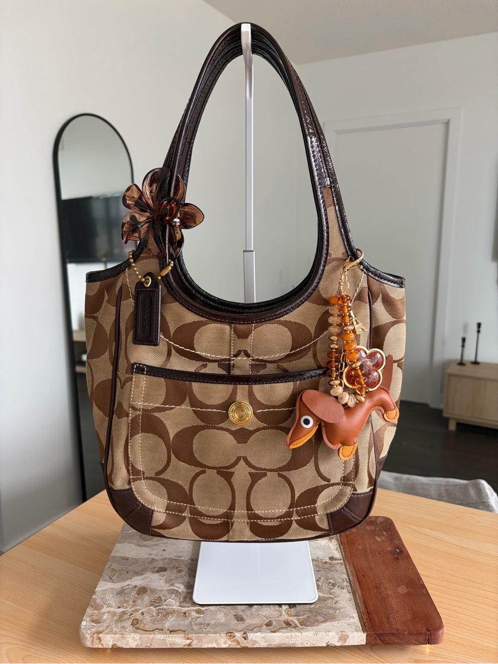 Coach Brown Ergo Signature Canvas + Pocket Medium Tote